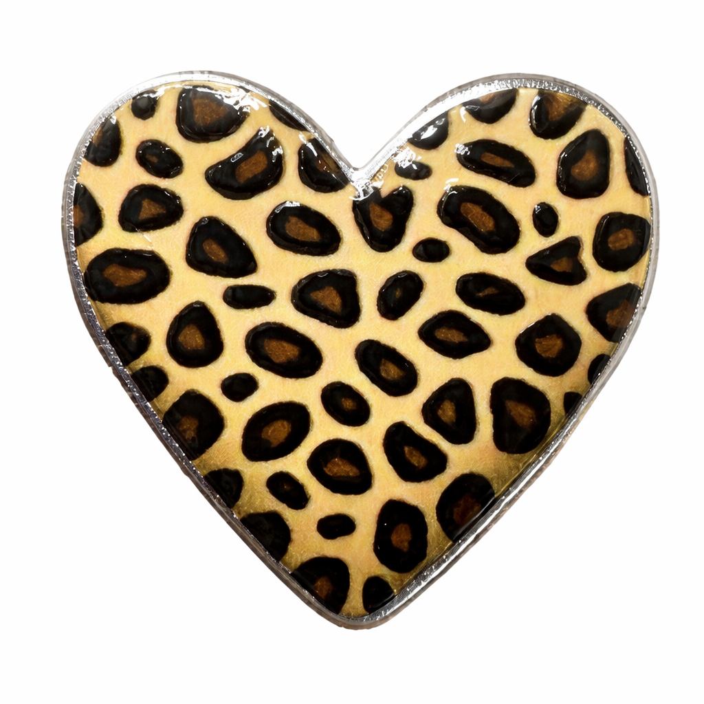 Leopard Print Heart 3D Metal Sticker