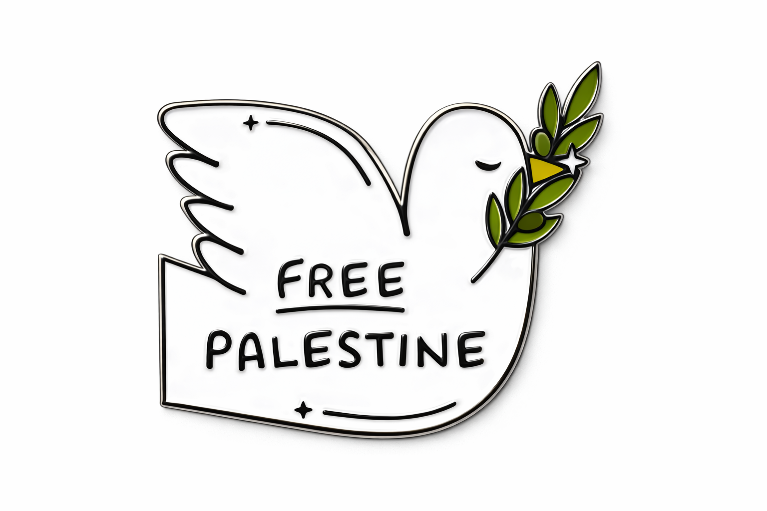 Free Palestine Dove Metal 3D Sticker