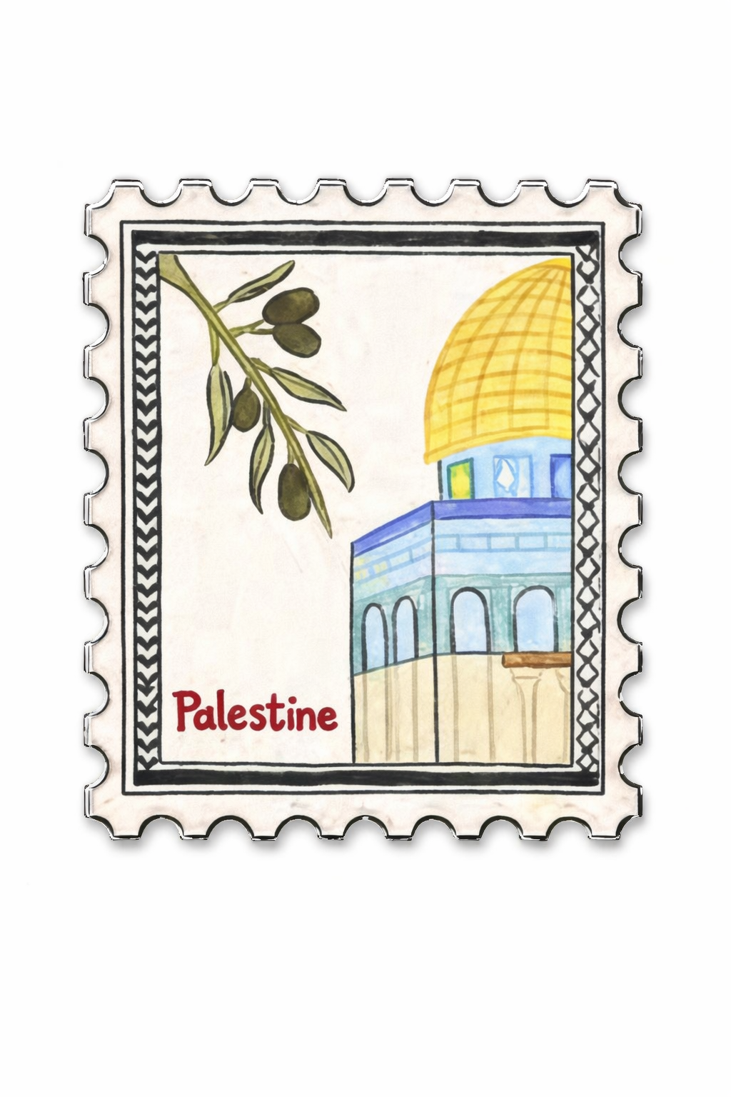 Palestine Stamp 3D Metal Sticker