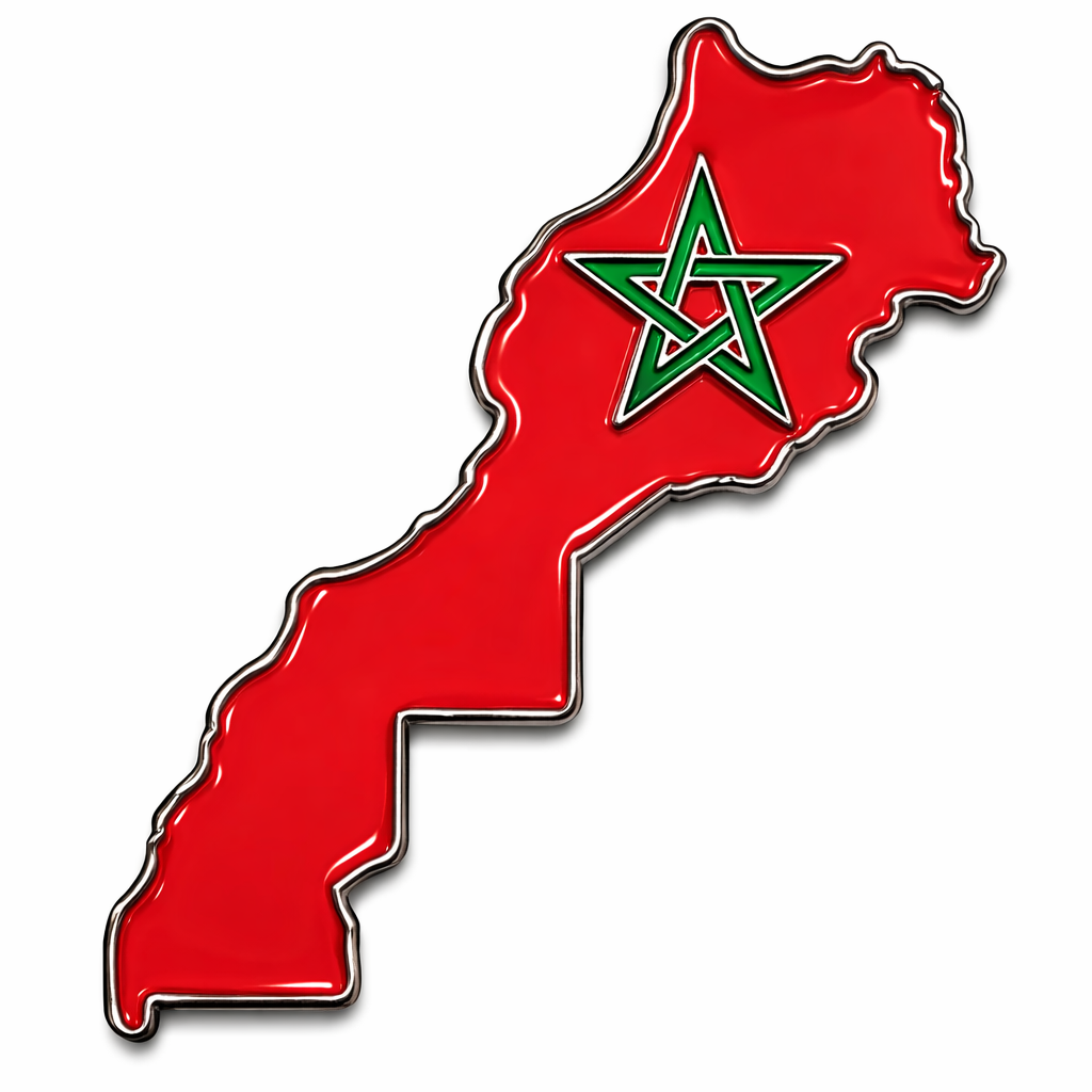 Morocco Map 3D Metal Sticker