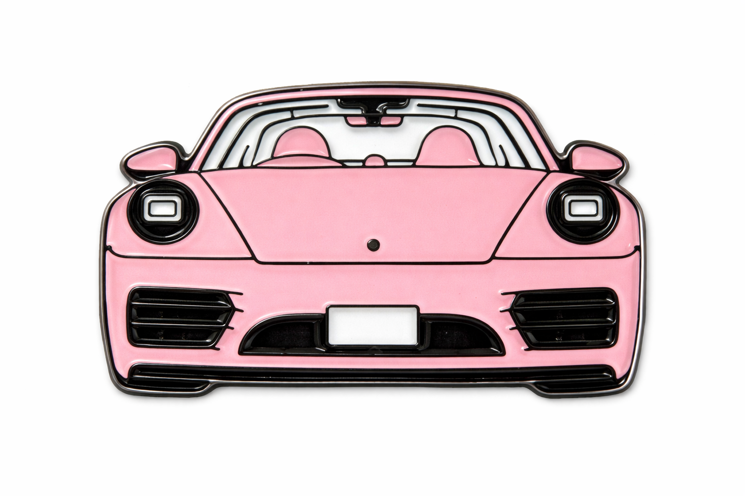 Pink Convertible Sports Car 3D Metal Sticker