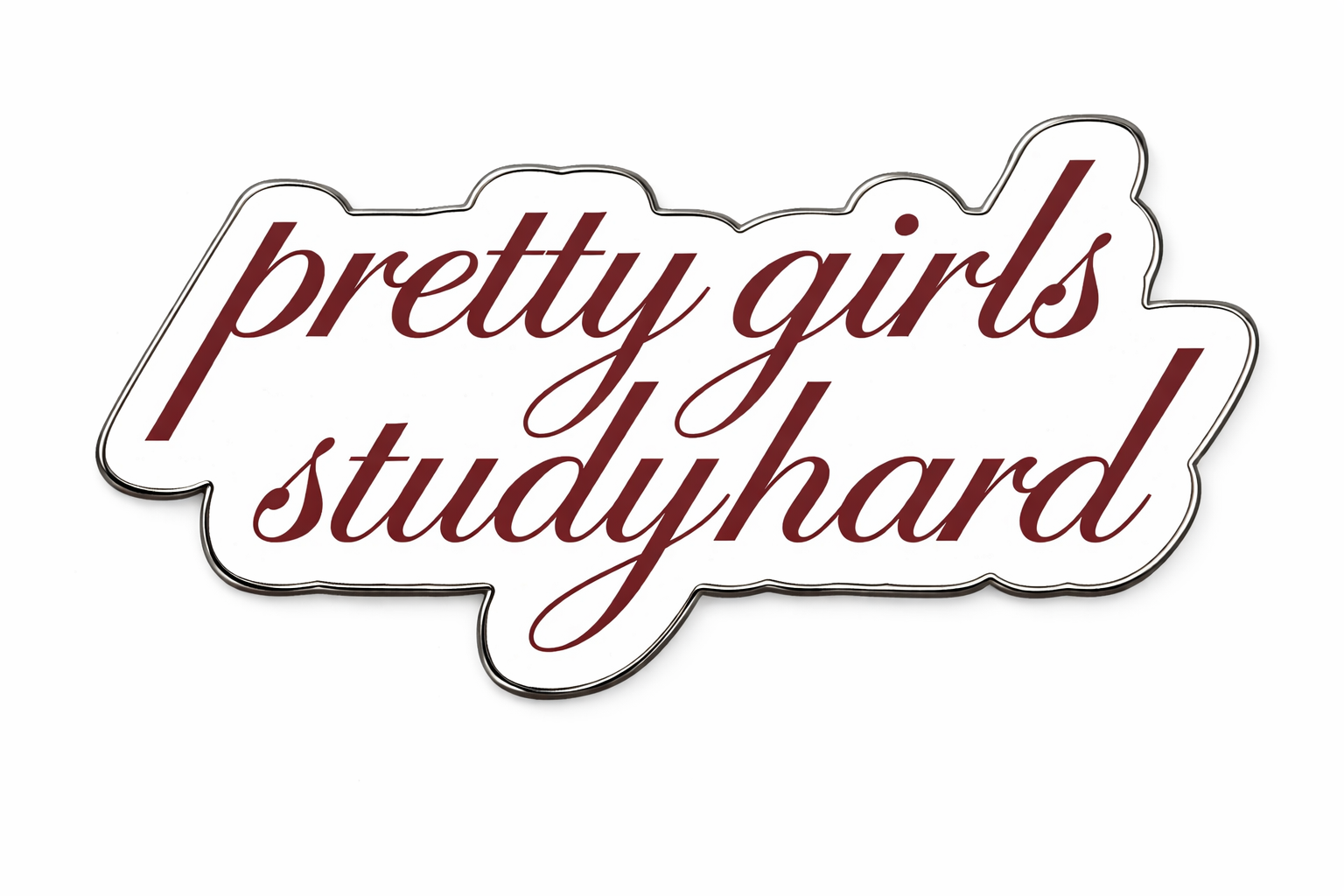 Pretty Girls Study Hard 3D Metal Sticker